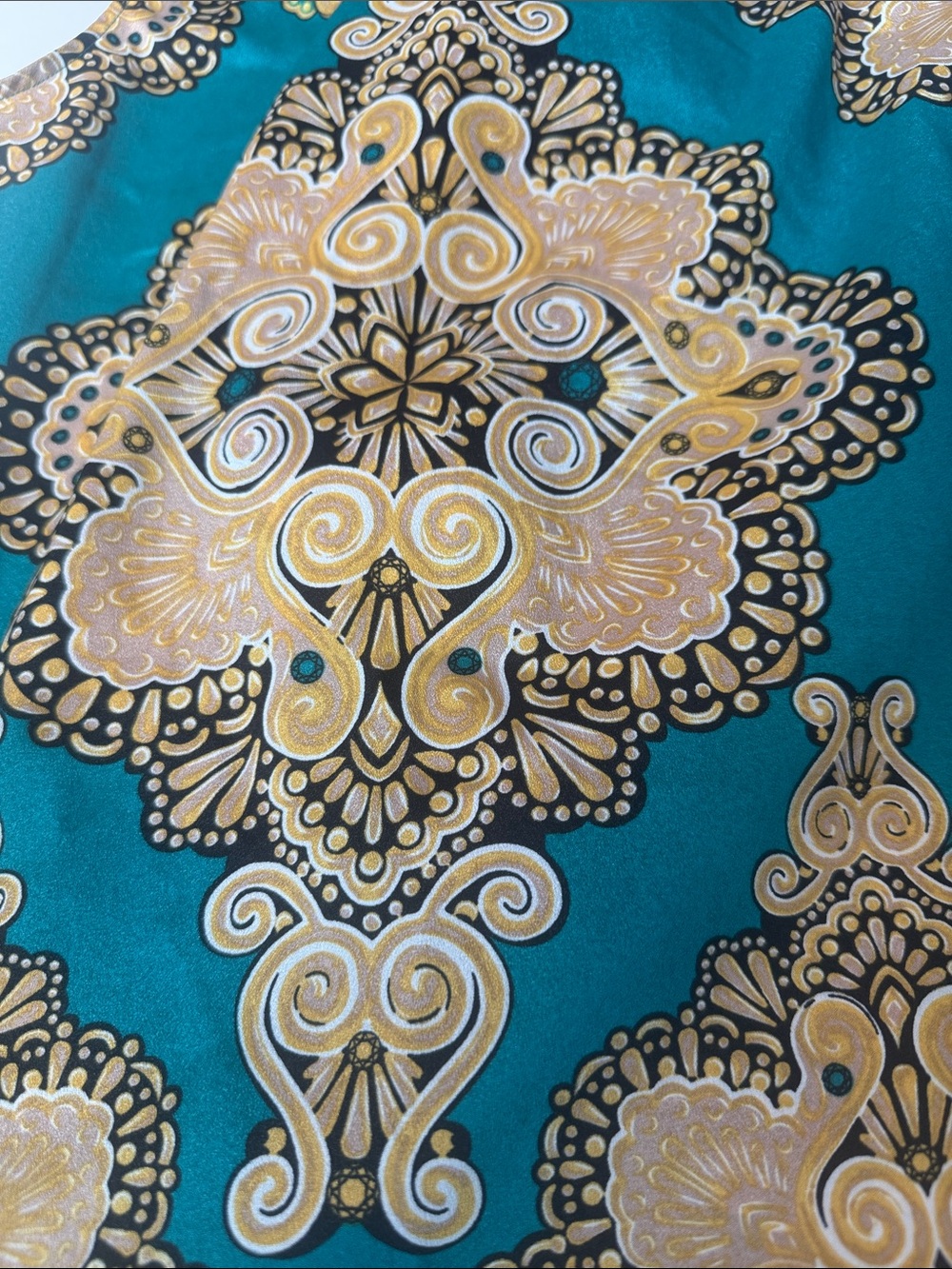 New York & Company Teal and Gold Tie-Neck Sleeveless Camisole - Picture 5 of 5